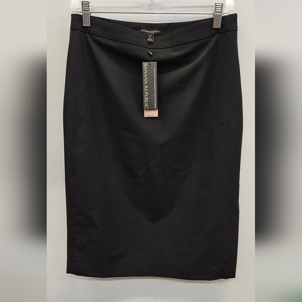 Banana Republic Black Ruched Midi Pencil Skirt